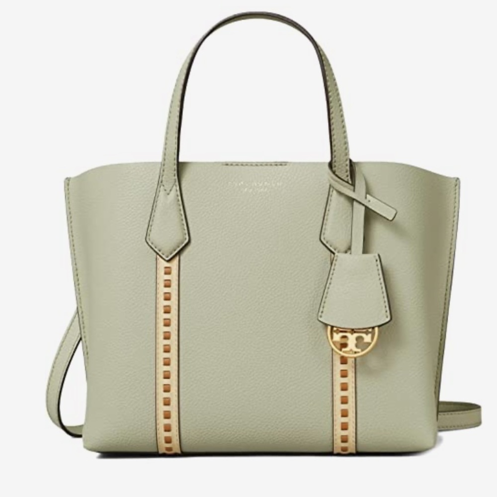 Tory Burch bag tote Perry Pickstitch Small Triple-Compartment Tote Pine Frost